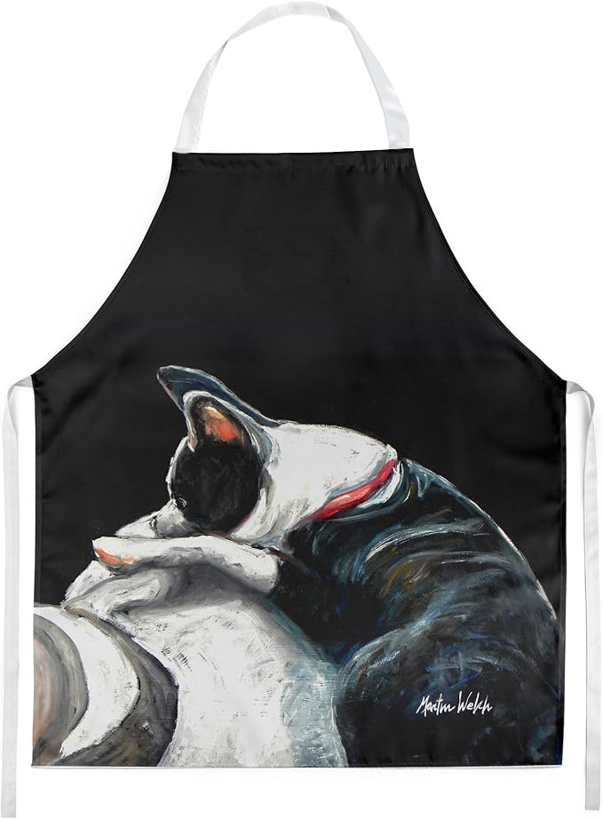 Caroline's Treasures Boston Terrier Spot In The Sun Apron Cooking Kitchen Server Baking Crafts Gardening for Adult Women Men, Unisex, Large, Multicolor
