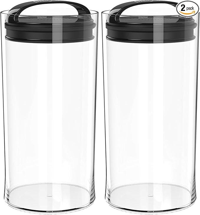 Prepara Evak Fresh Saver, 4 Quart Airless Canister with Black handle, Clear (Pack of 2)