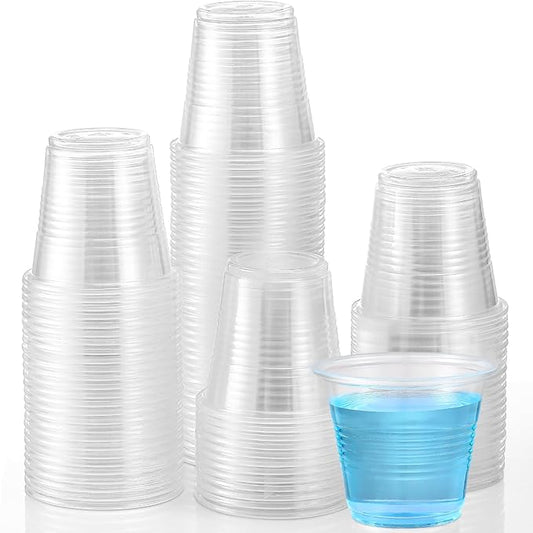 AOZITA 160 Pack 3 oz Clear Plastic Mouthwash Cups - Small Disposable Bathroom Cups for Rinse, Bath, Shot, Drinking, and Washing