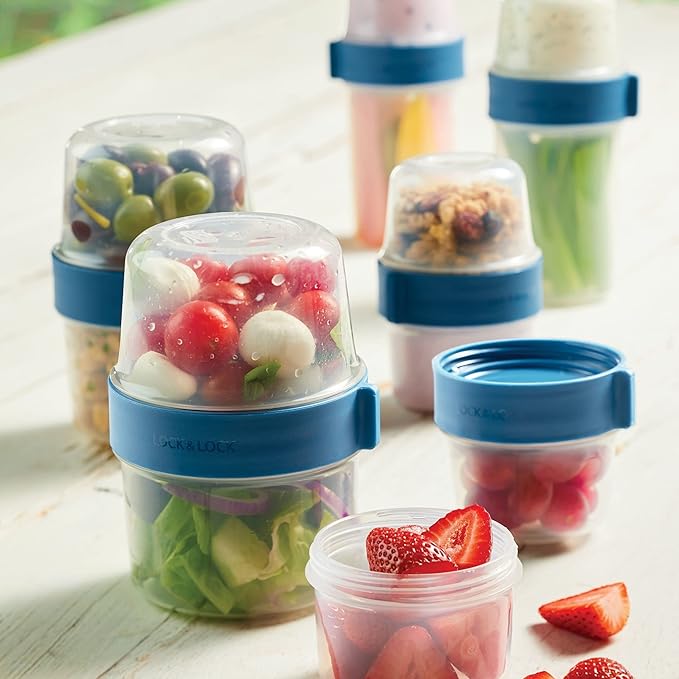 LOCK & LOCK LocknLock Easy Essentials Twist Two Way Food Storage Container, BPA-Free/Dishwasher Safe, 12-Piece Set - Mixed Sizes, Clear