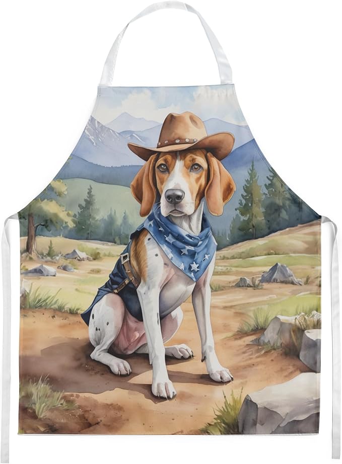 Caroline's Treasures English Foxhound Cowboy Welcome Apron Cooking Kitchen Server Baking Crafts Gardening for Adult Women Men, Unisex, Large, Multicolor