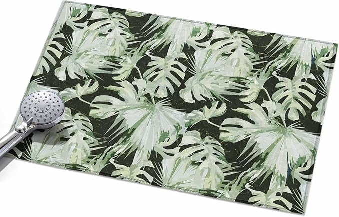 Area Rug 2x3ft, Abstract Dark Green Palm Leaves Washable Rugs for Living Room Bedroom, Watercolor Plants Soft Non-Slip Area Rugs Rectangle Floor Carpet for Dining Room