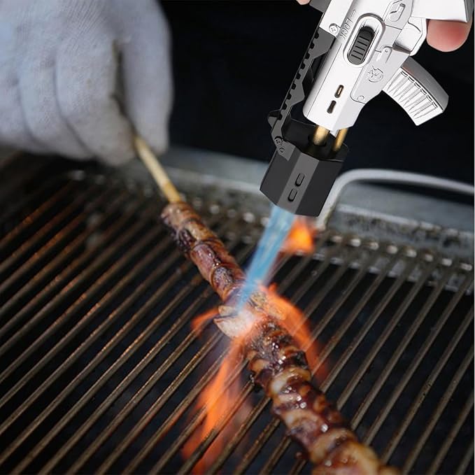 mollie Mini Butane Torch Lighter with Adjustable Flame, Small Refillable Kitchen Cooking Blow Torch for Creme Brulee, Windproof Baking Torch with Safety Lock, Silver 2-Pack (Butane Gas Not Included)