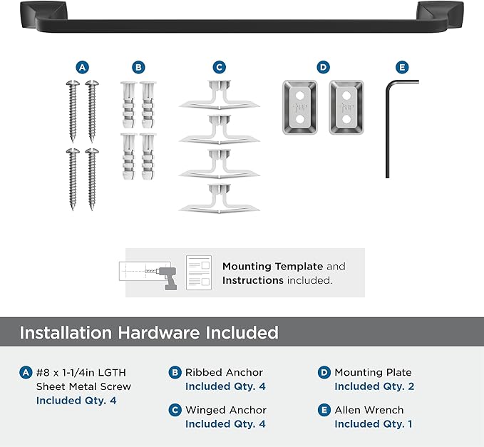 Amerock BH36014MB | Matte Black Towel Bar | 24 in (610 mm) Towel Rack | Highland Ridge | Bathroom Towel Holder | Bathroom Hardware | Bath Accessories