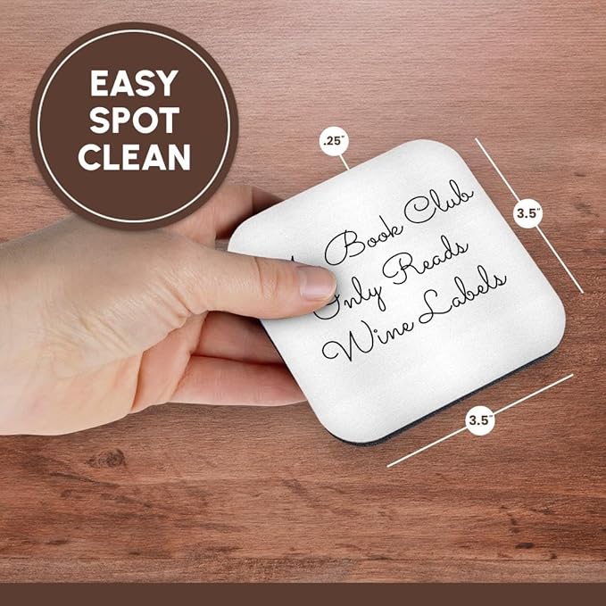 3dRose Soft Coasters - Image of My Book Club Only Reads Wine Labels Quote, Set of 8 (CST_293506_2)