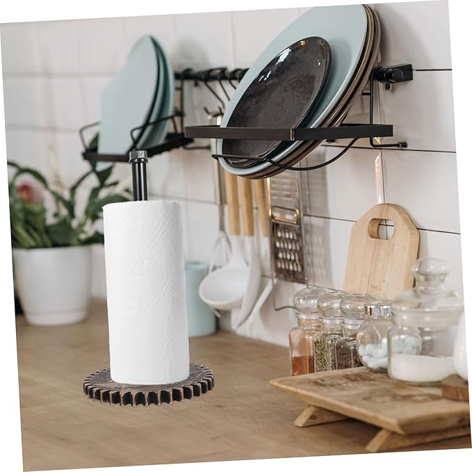Uonlytech Metal Paper Towel Holder Stand Vintage Industrial Iron Kitchen Organizer for Paper Towel and Wrap Countertop Rack for Home Restaurant Hotel Use