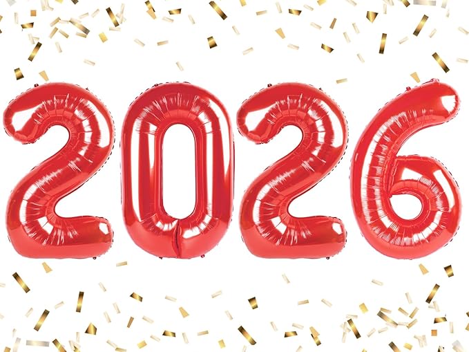 2026 Balloon Number Red Number Ballon 2026 Party Decorations for Happy New Years, 40 Inch Big Balloons for 2026 Birthday Anniversaries Celebration Graduation Wedding
