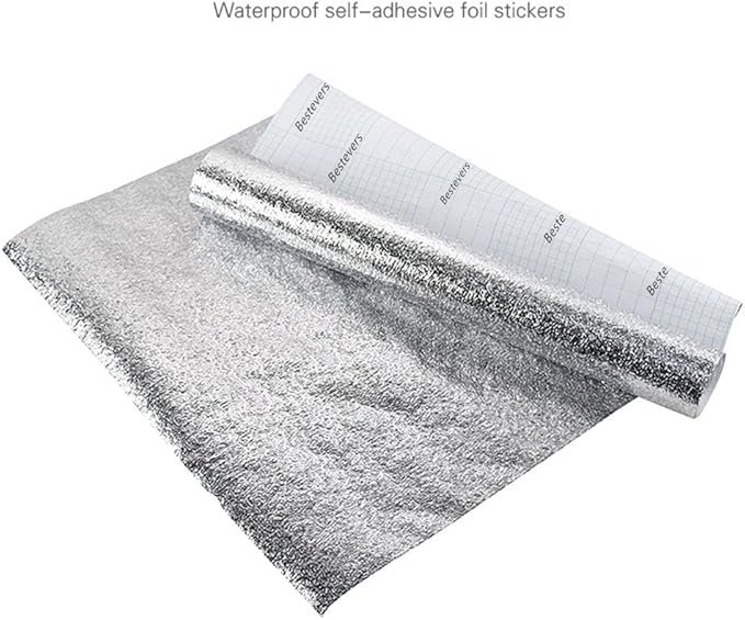 REDODECO Bestevers Kitchen Waterproof Aluminum foil Stickers Anti Greasy Counter Top Peel Stick Wall Decal, 15.8inch x 79inch