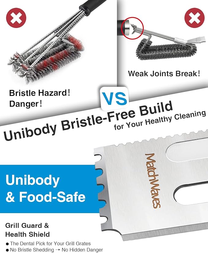 Grill Scraper for Traeger Grills, Grill Grate Cleaner - Safe Bristle-Free Grill Cleaning Tool
