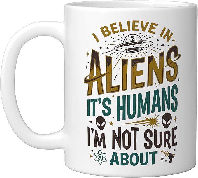 Alien Believer UFO Extraterrestrial Space Lover Ceramic Mug, White