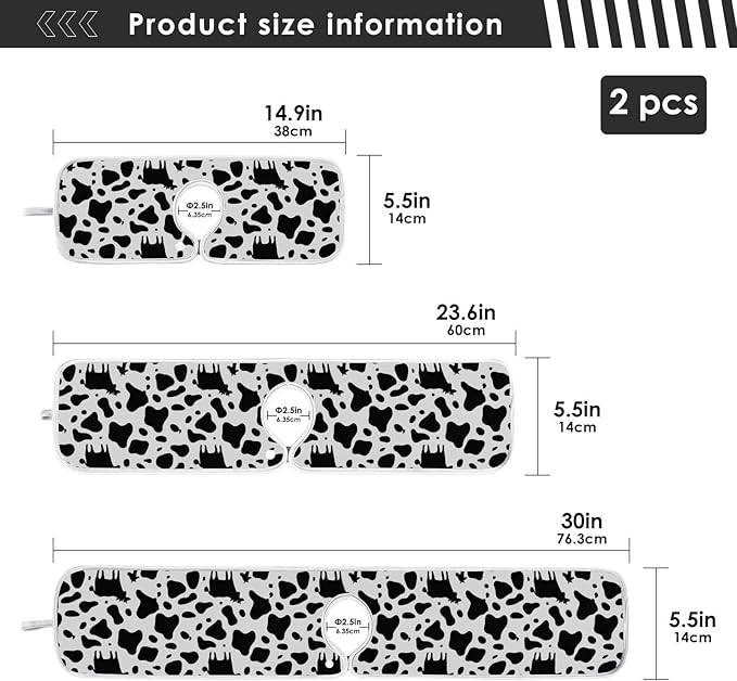 Kitchen Faucet Absorbent Mat,Cow Print Water Splash Guard for Sink, Faucet Drip Catcher Thicken Sponge Microfiber Faucet Water Catcher Mat Sink Absorbent Mat for Kitchen 14x5in 2 Pack