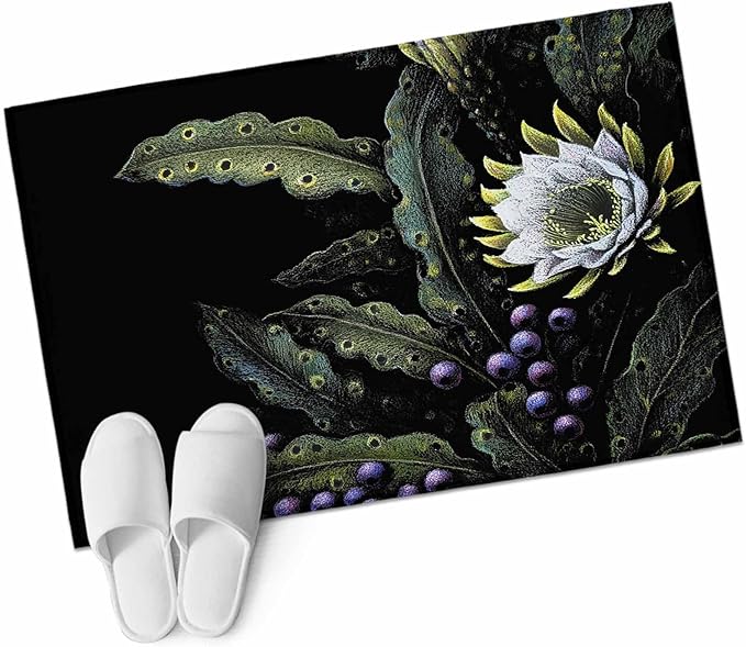 Area Rug 2x3ft, Watercolor Flower Berry Leaves Washable Rugs for Living Room Bedroom, Botanical Plant Dark Style Soft Non-Slip Area Rugs Rectangle Floor Carpet for Dining Room