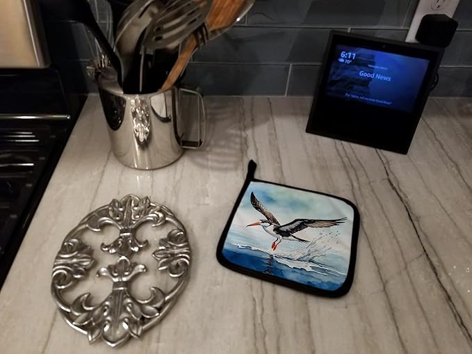 Caroline's Treasures Black Skimmer Pair of Pot Holders Kitchen Heat Resistant Pot Holders Sets Oven Hot Pads for Cooking Baking BBQ, 7 1/2 x 7 1/2