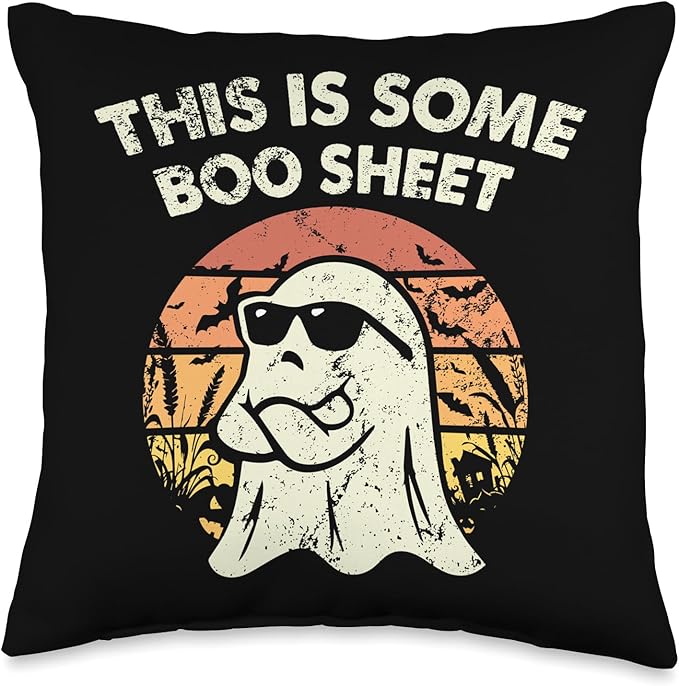 This is Some Boo Sheet Ghost Retro Halloween Costume Women Throw Pillow