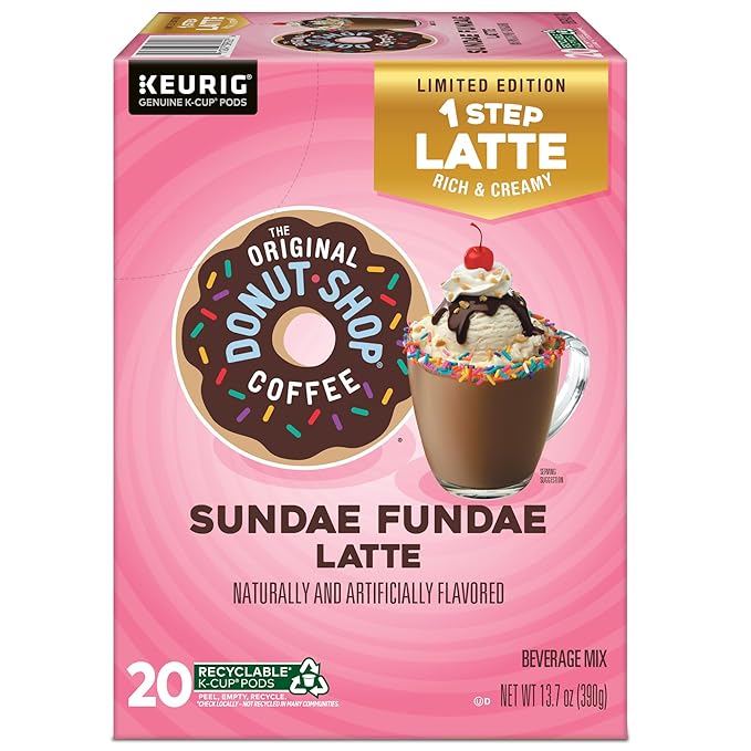 The Original Donut Shop Sundae Fundae One-Step Latte, Keurig Single Serve K-Cup Pods, 20 Count