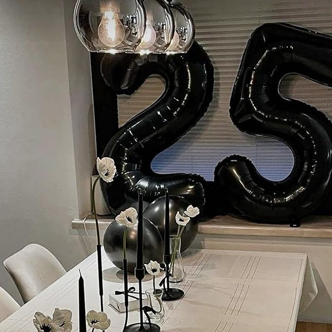 40 Inch 2025 Pack of 4 Black Big Helium Foil Balloon Numbers Large Mylar Number for Christmas New Year's Eve Party Graduation Birthday
