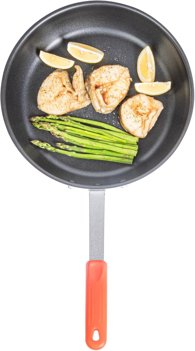 Restaurantware Silicone Hot Handle Holder - Met Lux Heat Resistant Fry Pan Sleeve, Dishwasher Safe - Non-Slip Pat Holder Sleeve Fits 10 inch &12 inch Aluminum Pans, Red