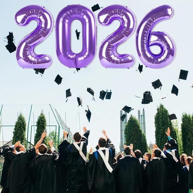 Number 2026 Balloons, 2026 Decorations New Years, Purple 40 Inch Balloon for New Years Eve Decorations & Graduation Decoration Party Supplies, 2 6 20 26 Birthday Parties