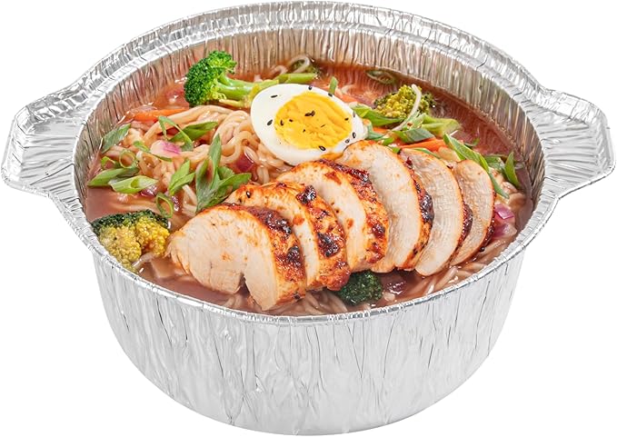 Foil Lux 60 Ounce Pans And Lids, 100 Disposable Pots With Lids - Oven-Ready, Stove Compatible, Aluminum Foil Baking Pans, Freezable, For Outdoor Camping, Vacation, Picnic, And More - Restaurantware