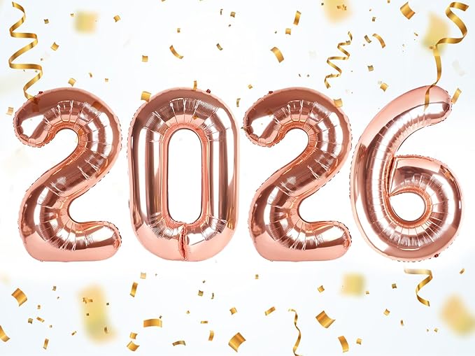 2026 Number Balloons, 2026 Decorations New Years, Rose Gold 40 Inch Balloon for New Years Eve Decorations & Graduation Decoration Party Supplies, 2 6 20 26 Birthday Parties