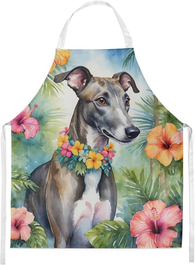 Caroline's Treasures Greyhound Luau Apron Cooking Kitchen Server Baking Crafts Gardening for Adult Women Men, Unisex, Large, Multicolor