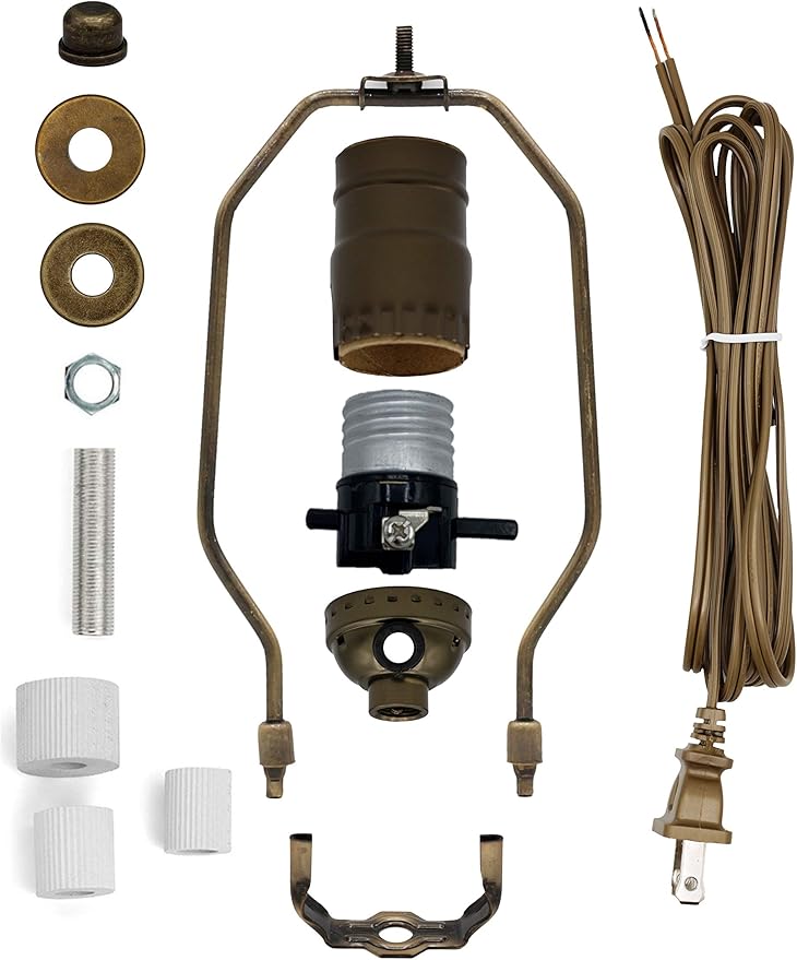 Creative Hobbies Lamp Kit for Liquor Bottles, Wine Bottles - Includes All Adapters, Socket, Cord and Harp (Antique)