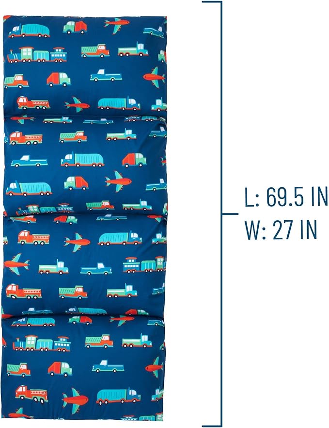 Wildkin Kids Pillowcase Lounger Cover – Travel-Friendly Sleepover Lounger, Fits Standard Pillows (Pillows Not Included), Soft Cotton Blend, Fun Patterns for Boys & Girls - Transportation