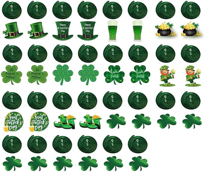 GOER St. Patrick's Day Party Decorations,30 Pcs Irish Shamrock St. Patrick's Day Hanging Swirls Party Supplies