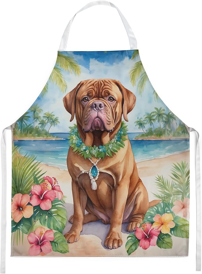 Caroline's Treasures Dogue de Bordeaux Luau Apron Cooking Kitchen Server Baking Crafts Gardening for Adult Women Men, Unisex, Large, Multicolor