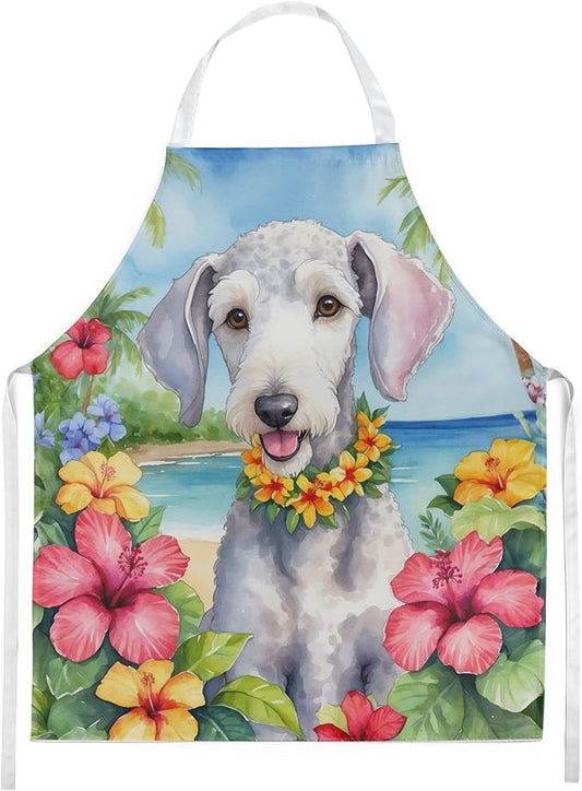 Caroline's Treasures Bedlington Terrier Luau Apron Cooking Kitchen Server Baking Crafts Gardening for Adult Women Men, Unisex, Large, Multicolor