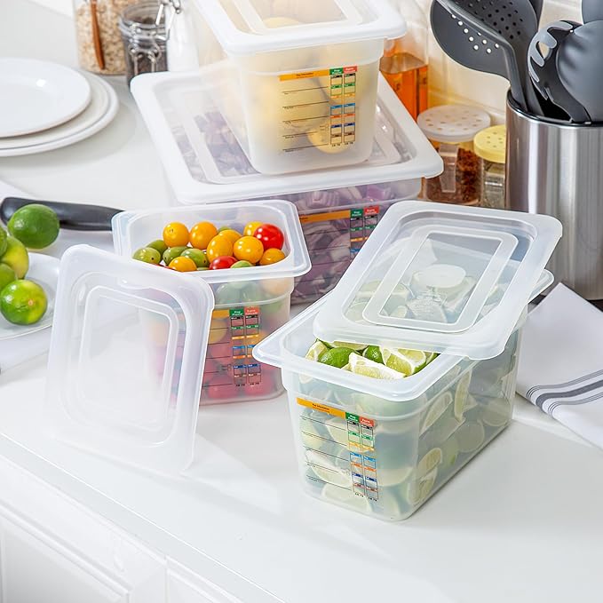 Restaurantware Food Storage Containers 4-Piece with Labels Airtight Seal Food Storage Lids Microwave-Safe Polypropylene Container Translucent