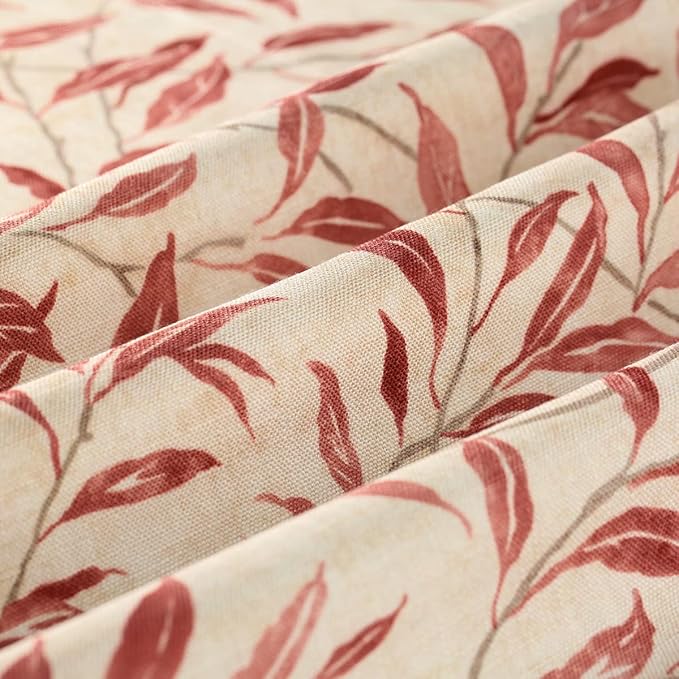 VOGOL Tier Curtains for Kids Room Cafe Kitchen Bathroom Decorative Short Window Treatment Red Leaves Pattern, 30" x 30", 2 Panels, Rod Pocket