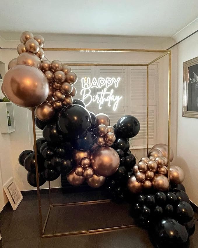 Rose Gold and Black Balloons Garland Arch Kit with Stars 200Pcs - 5 10 12 18 22 inch Balloon and Confetti Latex Balloons for Graduation Birthday Anniversary Wedding New Year Party Decorations