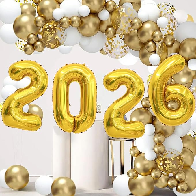 2026 Balloons Gold, Number Balloons 40 Inch, New Years Balloons for 2026 New Years Graduation Decorations Home Office Decoration