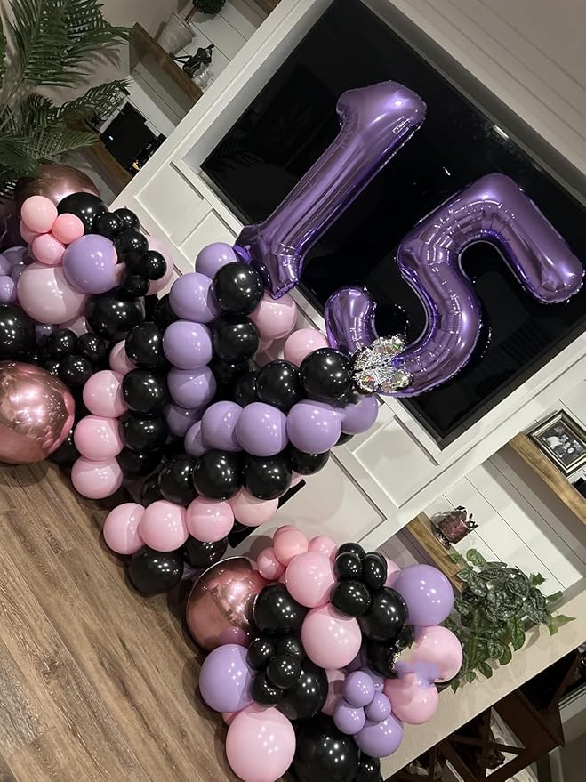 15th Birthday Decorations, Purple Balloon Numbers for Girls Boys Happy Birthday Decorations, 40 Inch Balloon for 15 51 Graduation Wedding Anniversaries Party