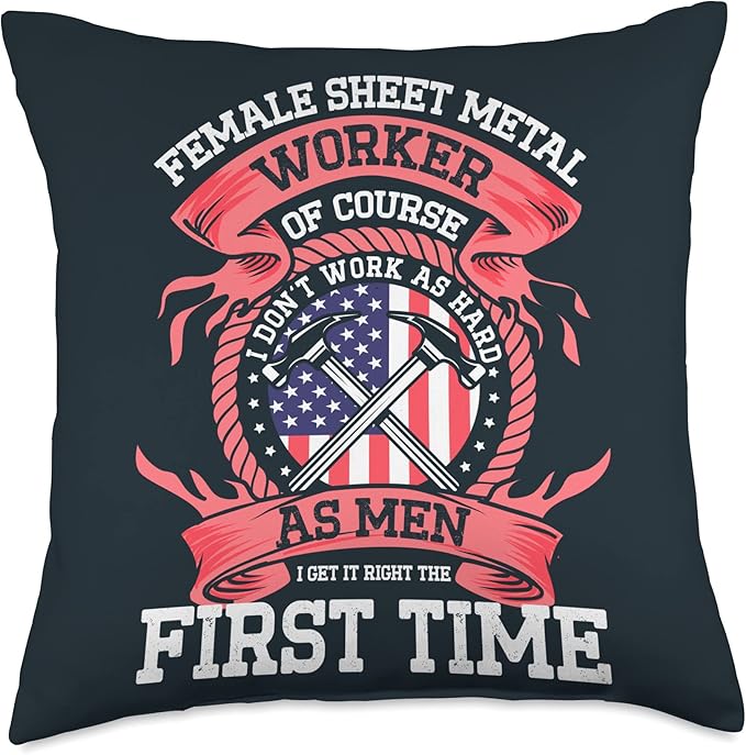 Union Sheet Metal Worker Female Sheet Metal Worker Throw Pillow