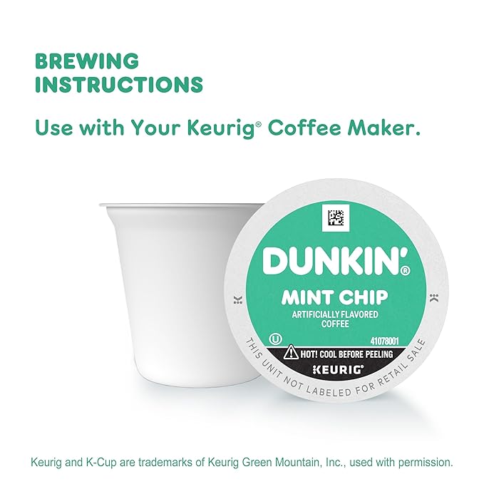 Dunkin’ Mint Chip Artificially Flavored Coffee, Keurig K-Cup Pods, 10 Count Box (Pack of 6)