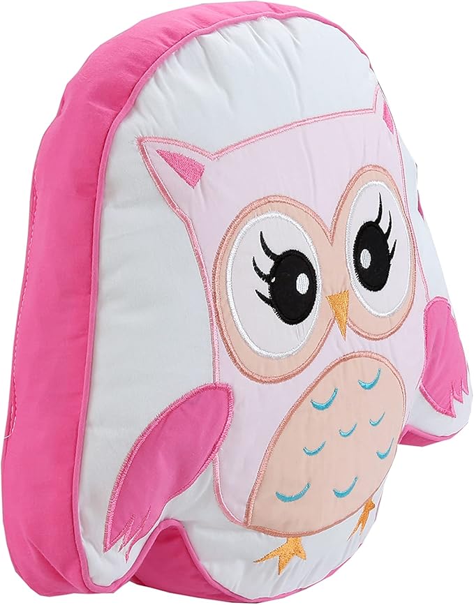 Cozy Line Home Fashions Bird Embroidered Polyester Owl Décor Decor Throw Pillows, Pink, White, Blue, Green, Multi-Color