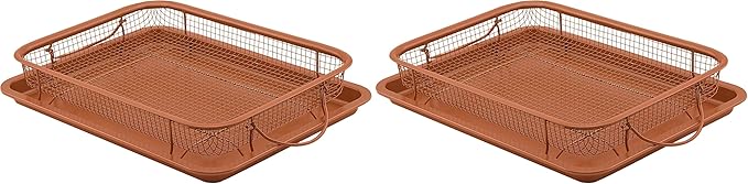 G & S Metal Products Company Baking with G&S Nonstick Crisper Basket with Baking Pan, Copper, 2 Piece Set, Durable and Easy to Use (Pack of 2)
