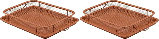 G & S Metal Products Company Baking with G&S Nonstick Crisper Basket with Baking Pan, Copper, 2 Piece Set, Durable and Easy to Use (Pack of 2)