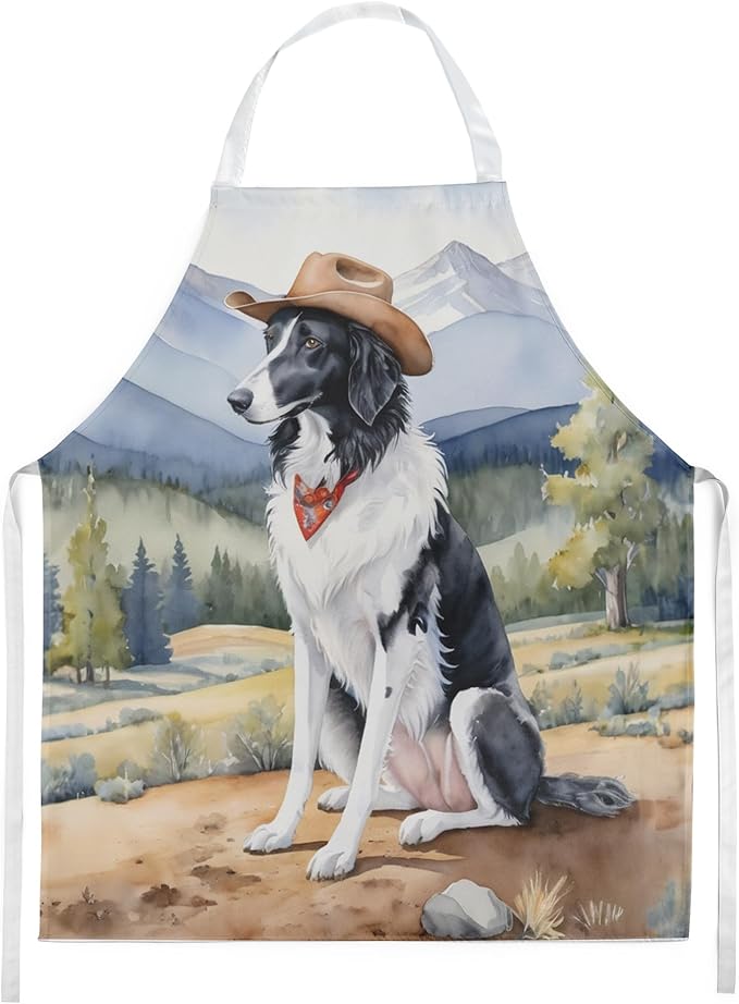 Caroline's Treasures Borzoi Cowboy Welcome Apron Cooking Kitchen Server Baking Crafts Gardening for Adult Women Men, Unisex, Large, Multicolor