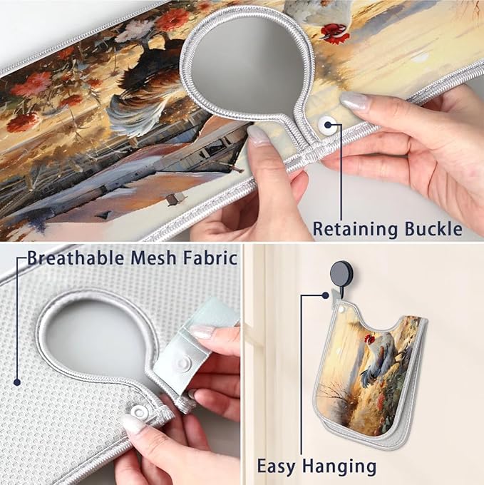 Rooster Courtyard Animal Sink Mat for Kitchen Faucet Absorbent Microfiber Faucet Mat Washable Sink Water Splash Guard Drip Catcher for Faucet