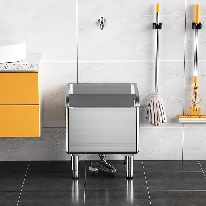 Floor Mop Sink, Commercial Floor Slop Sink, Adjustable Feet Stainless Steel Mop Service Basin, Laundry Mop Sinks for Kitchen (45x41x55cm), High Barrier Design, Seamless Welding A