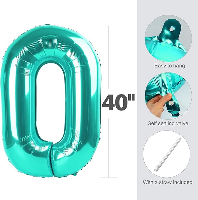 1 Balloons Number for First Birthday, Balloon Numbers 40 Inch, Blue Green Balloon for Baby Shower, Big Baloon for 1, 11, 21, 100 Birthday Wedding Anniversaries Party