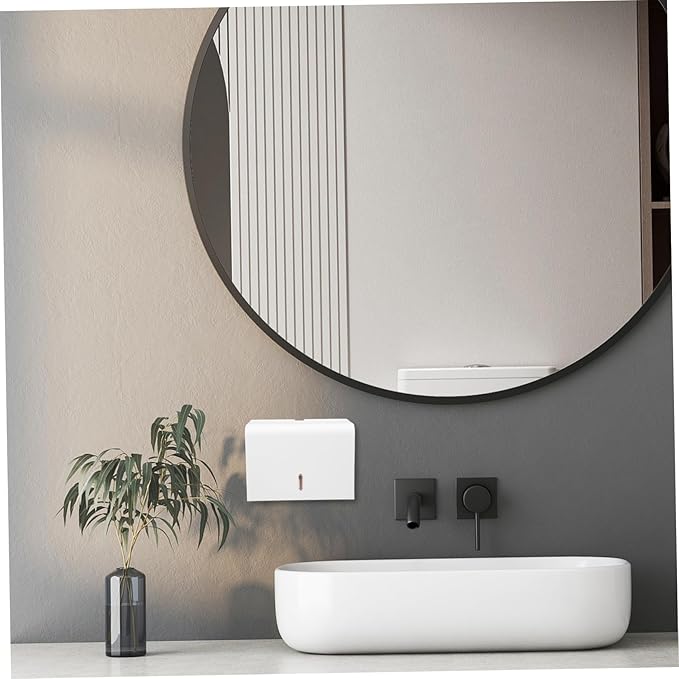 Paper Towel Box Simple Hands Towel Holder for Bathroom Wall Adhesive Paper Towel Dispenser Kitchen Commercial Dispensers Stainless Towel Holders Touchless Plastic White