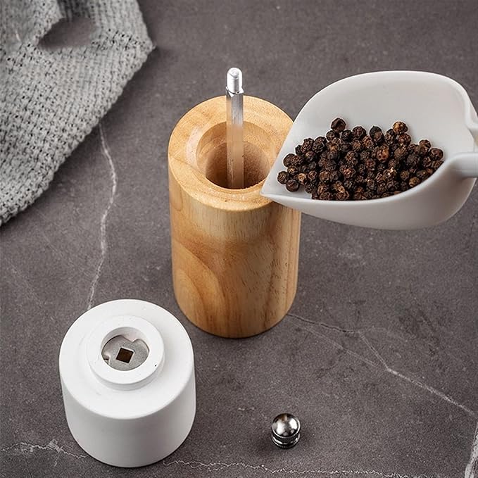 Pepper Mill Grinder Manual Pepper Grinder Wooden Salt and Pepper Mill Multi-Purpose Cruet Kitchen Tool with Ceramic Grinder for Kitchen Household for Home, Barbecue, Party (Color : 1) (B)