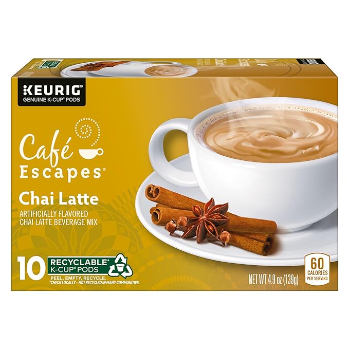 Café Escapes Chai Latte, Single-Serve K-Cup Pods, 60 Count