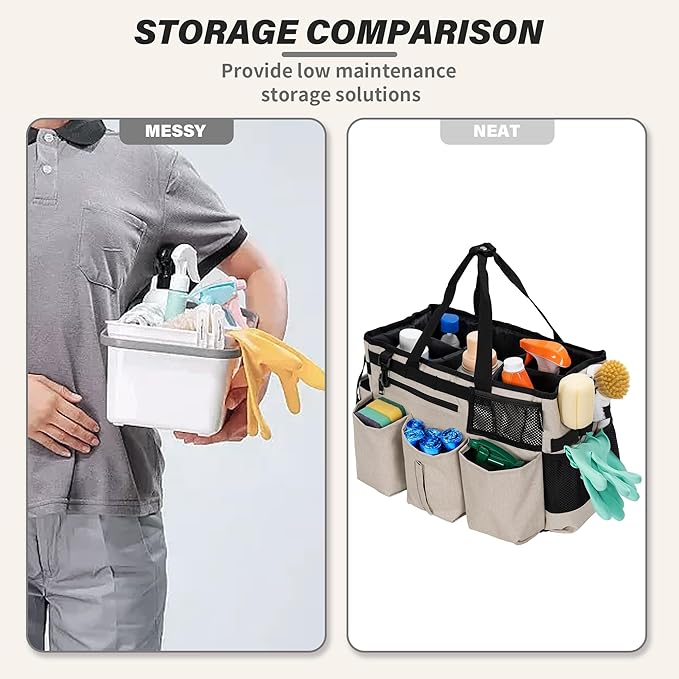 IBVIVIC Wearable Cleaning Caddy Bag for Cleaning Supplies,Large Capacity Cleaning Organizer White