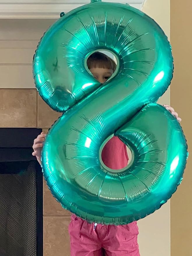 Number 8 Balloons 40 In, Birthday Decorations for Space Party, Blue Green Number Balloon Birthday Party Decorations Large Foil Mylar Balloons for Wedding, Celebration, Graduations