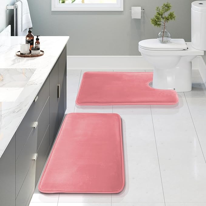 Clara Clark Bathroom Rugs, Velvet Memory Foam Bath Mat, Non-Slip Bath Rugs, Machine Wash, Dries Quickly, Ultra Soft Plush Bath Mats for Bathroom,